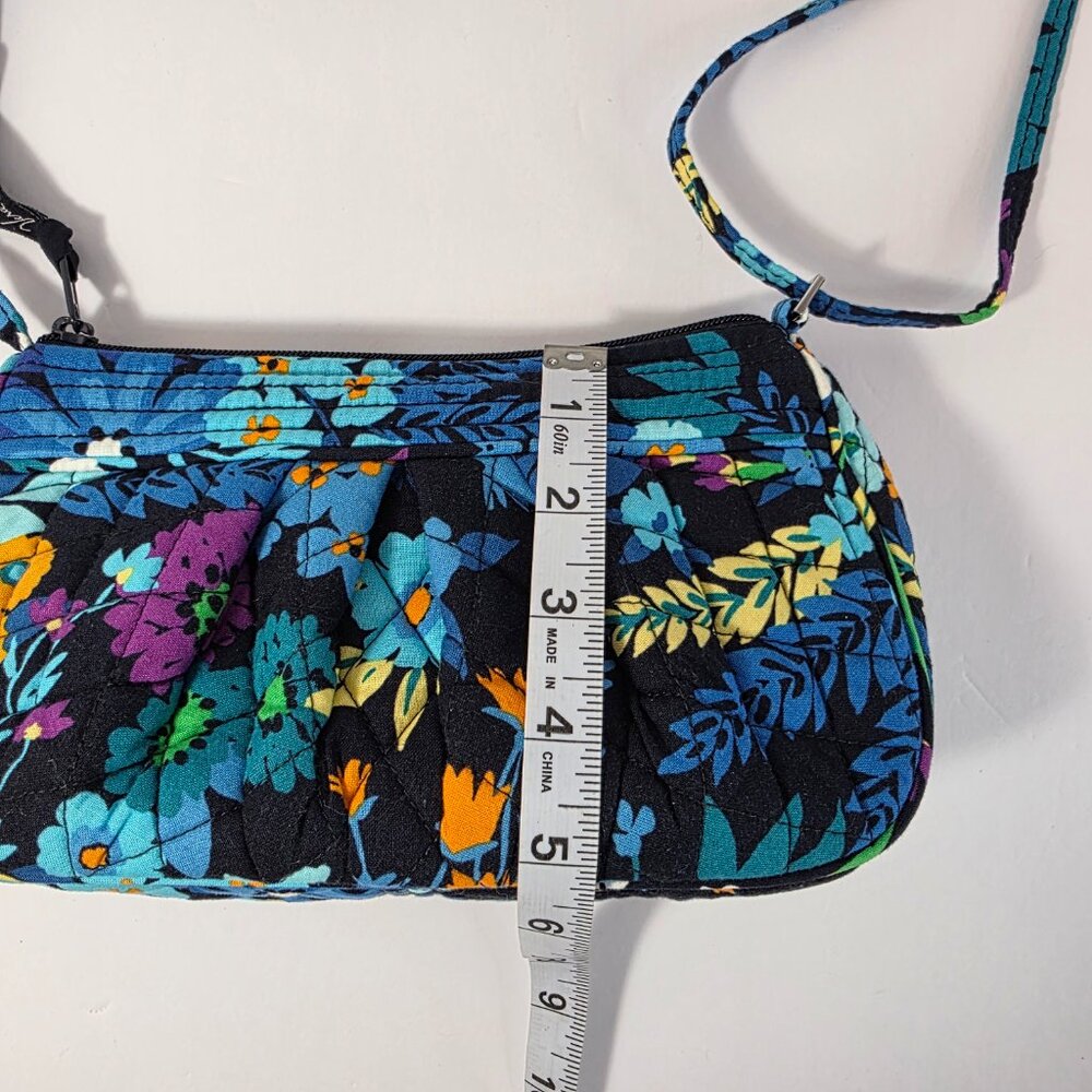 Vera Bradley Quilted Floral Mini Crossbody Bag Blue Black Travel Purse - Picture 7 of 8